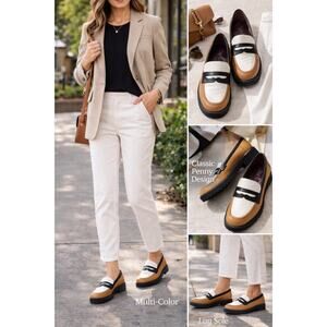 Franco Sarto Camrynn Loafers Womens 8M Multi Color Lug Sole Penny Slip On NWB